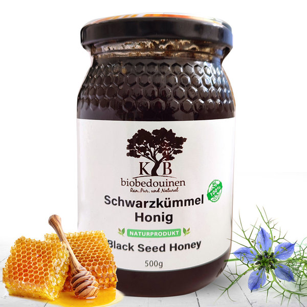 Black cumin honey from the Atlas Mountains of Morocco. 500g